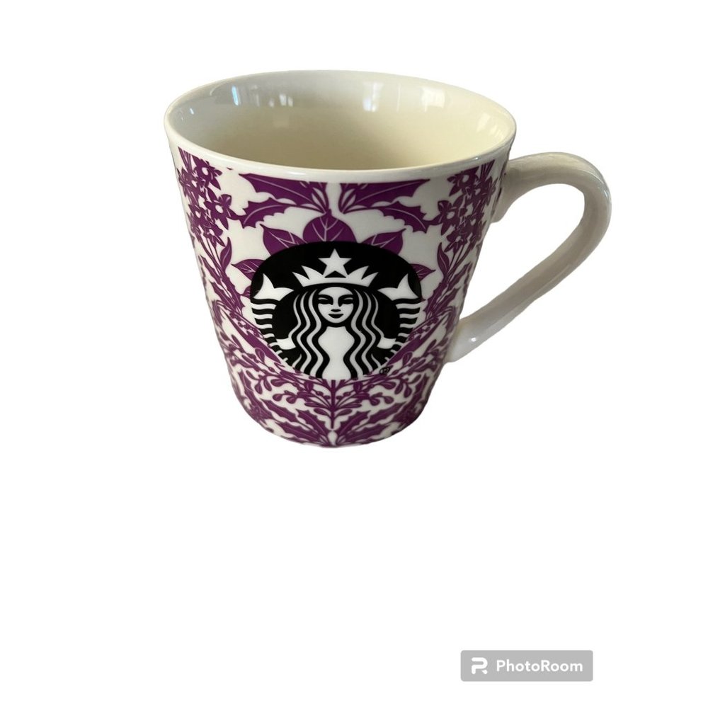 Starbucks 2017‎ Large 18 oz Purple Floral Coffee Tea Mug Oversized Cup